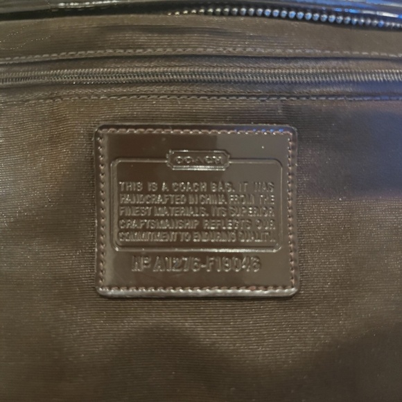 Coach Signature Stripe Tote F19046 Khaki Brown Canvas Leather Trim Purse Bag - Picture 3 of 14